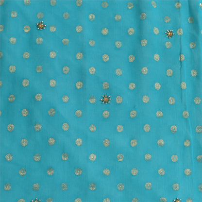 Sanskriti Vintage Lang Lilla/Blå Dupatta/Stola Ren Georgette Silke Håndperlet