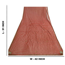 Load image into Gallery viewer, Sanskriti Vintage Long Brick Red Dupatta/Stole Pure Chiffon Silk Hand Beaded

