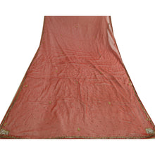 Load image into Gallery viewer, Sanskriti Vintage Long Brick Red Dupatta/Stole Pure Chiffon Silk Hand Beaded
