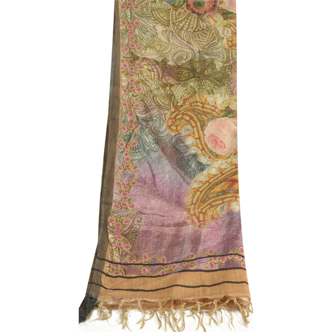 Sanskriti Vintage Multicolor Pure Woolen Dupatta Long Stole Printed Wrap Scarves