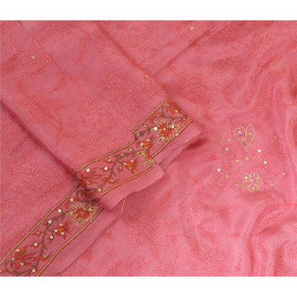 Sanskriti Vintage Lang Dupatta Stola Ren Silke Pink Hijab Håndperlede Tørklæder