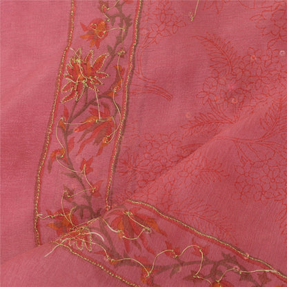 Sanskriti Vintage Lang Dupatta Stola Ren Silke Pink Hijab Håndperlede Tørklæder