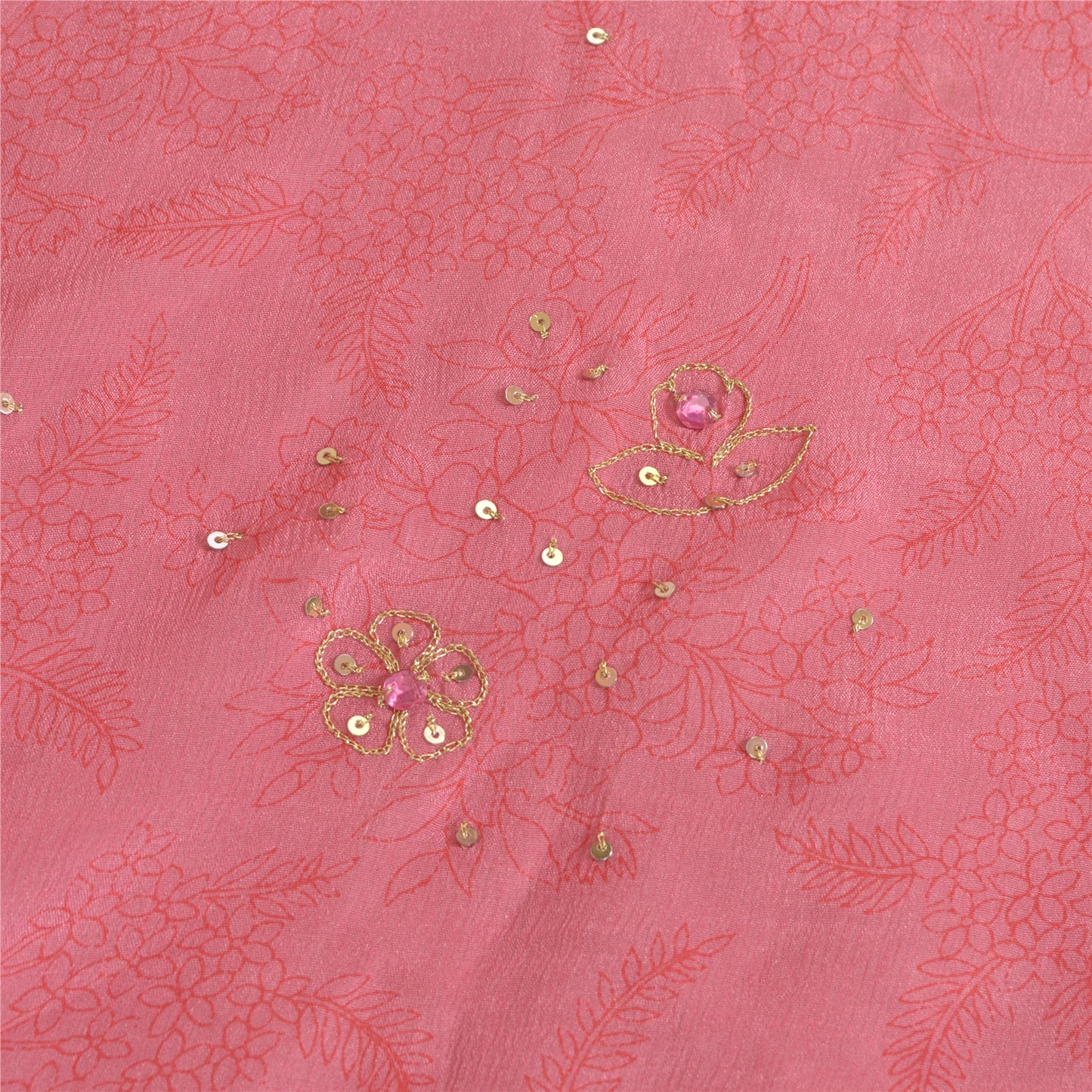 Sanskriti Vintage Lang Dupatta Stola Ren Silke Pink Hijab Håndperlede Tørklæder