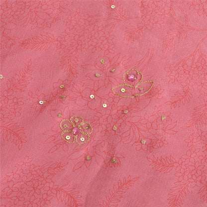 Sanskriti Vintage Lang Dupatta Stola Ren Silke Pink Hijab Håndperlede Tørklæder