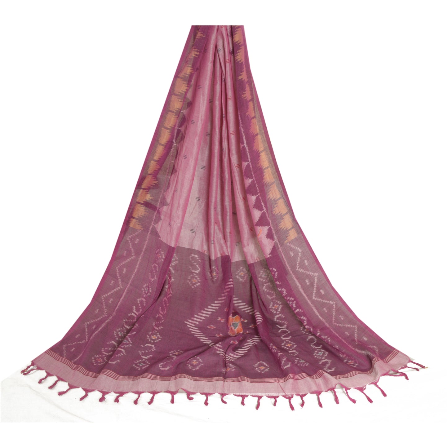 Sanskriti Vintage Long Stole Purple Pure Cotton Hijab Woven Sambalpuri Ikat Veil