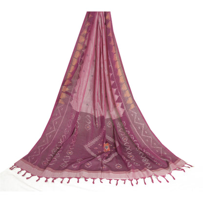 Sanskriti Vintage Long Stole Purple Pure Cotton Hijab Woven Sambalpuri Ikat Veil