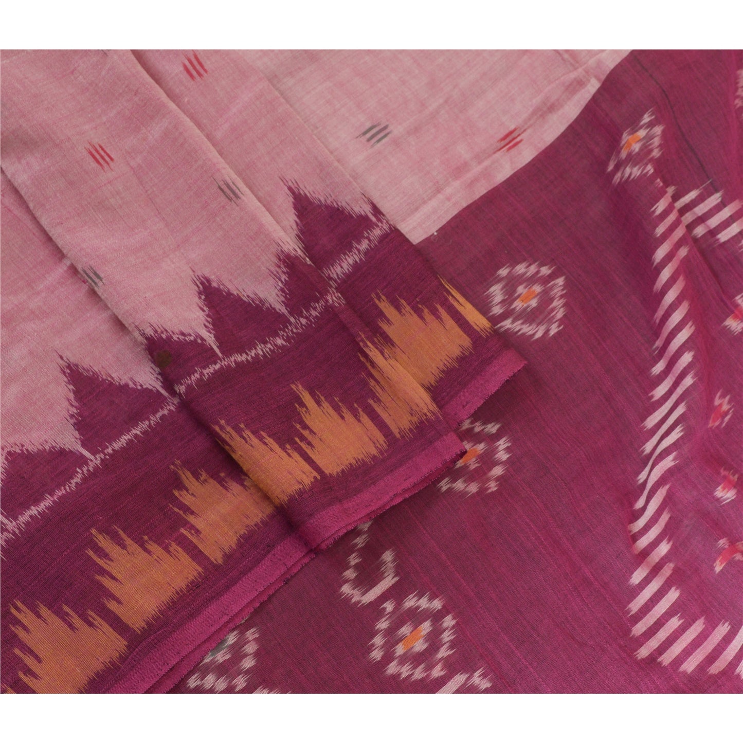 Sanskriti Vintage Long Stole Purple Pure Cotton Hijab Woven Sambalpuri Ikat Veil