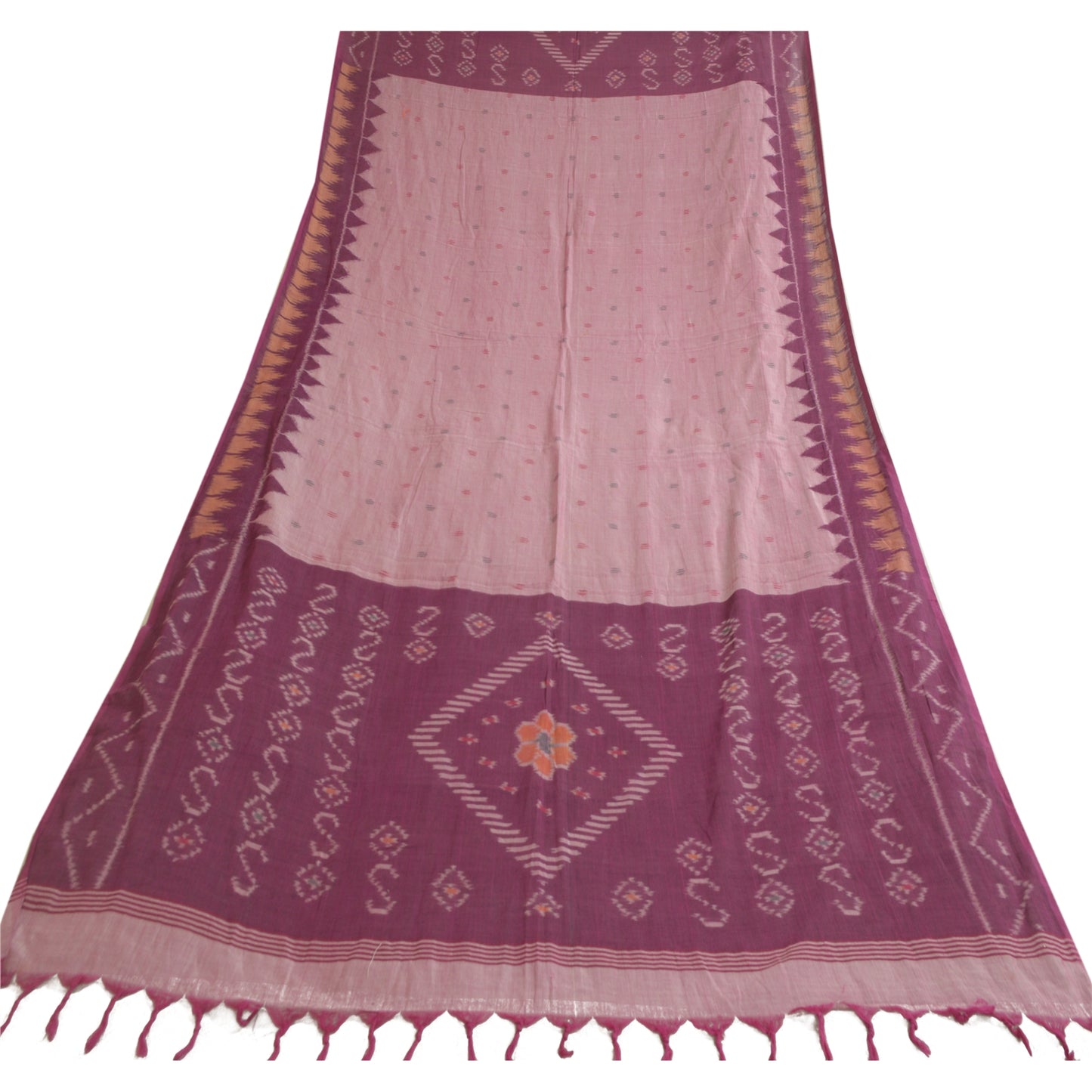 Sanskriti Vintage Long Stole Purple Pure Cotton Hijab Woven Sambalpuri Ikat Veil