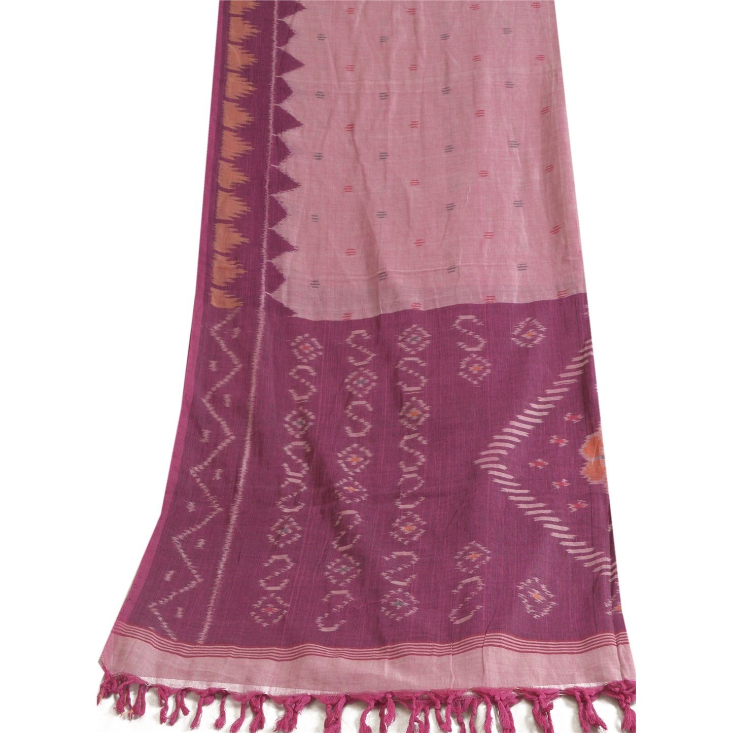 Sanskriti Vintage Long Stole Purple Pure Cotton Hijab Woven Sambalpuri Ikat Veil
