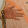 Sanskriti Vintage Orange Lang Dupatta Stole Net Mesh Slør Håndperlede Tørklæder