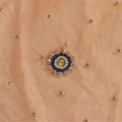 Sanskriti Vintage Orange Lang Dupatta Stole Net Mesh Slør Håndperlede Tørklæder