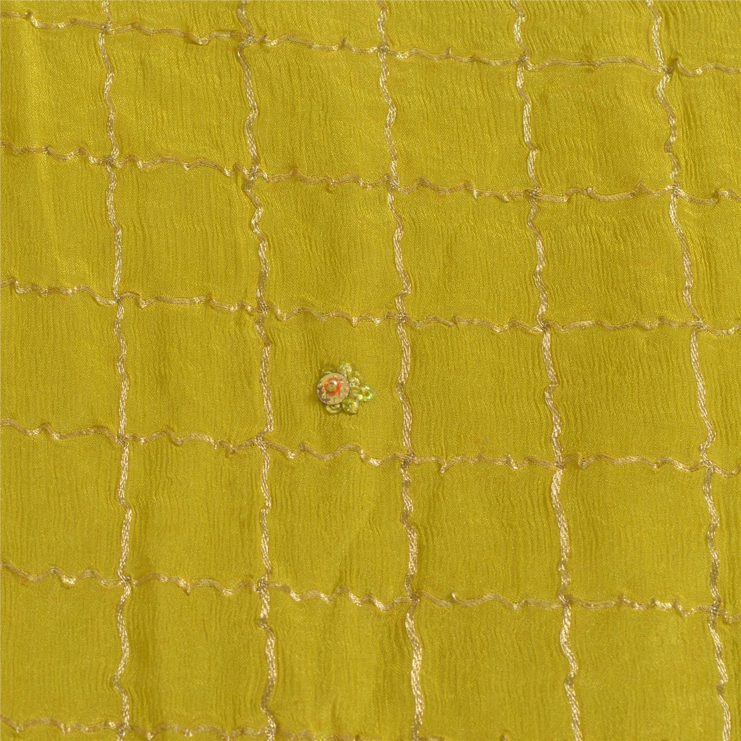 Sanskriti Vintage Lang Dupatta Stole Ren Silke Fersken/Grøn Håndvævet Perlebesat