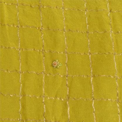 Sanskriti Vintage Lang Dupatta Stole Ren Silke Fersken/Grøn Håndvævet Perlebesat