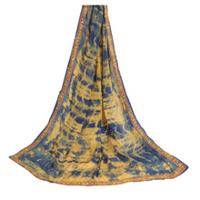 Load image into Gallery viewer, Sanskriti Vintage Dupatta Long Stole Pure Chiffon Silk Blue Hand Beaded Tie-Dye
