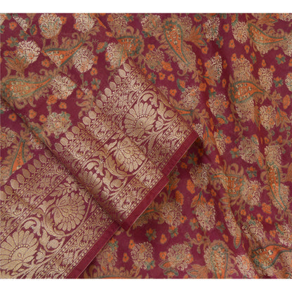 Sanskriti Vintage Long Dupatta Stole Cotton Purple Wrap Veil Woven Scarves