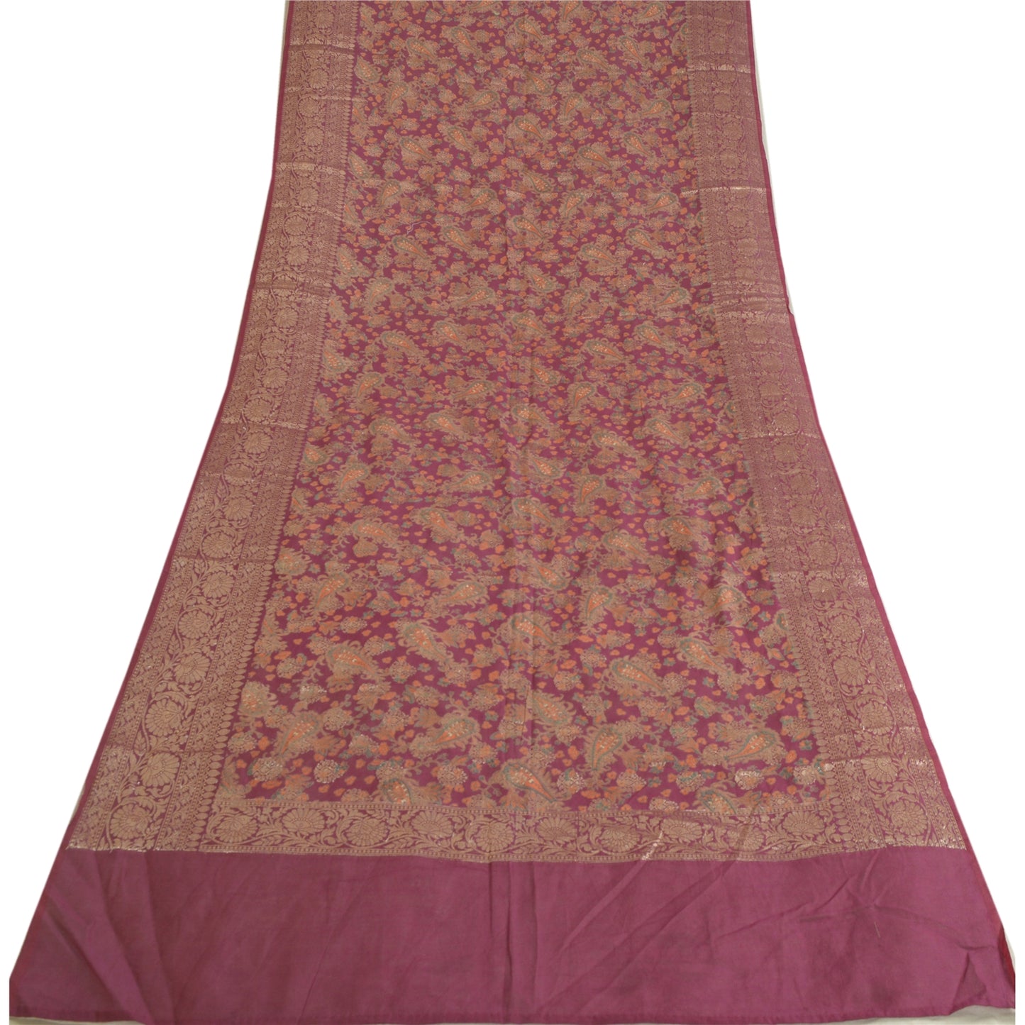 Sanskriti Vintage Long Dupatta Stole Cotton Purple Wrap Veil Woven Scarves