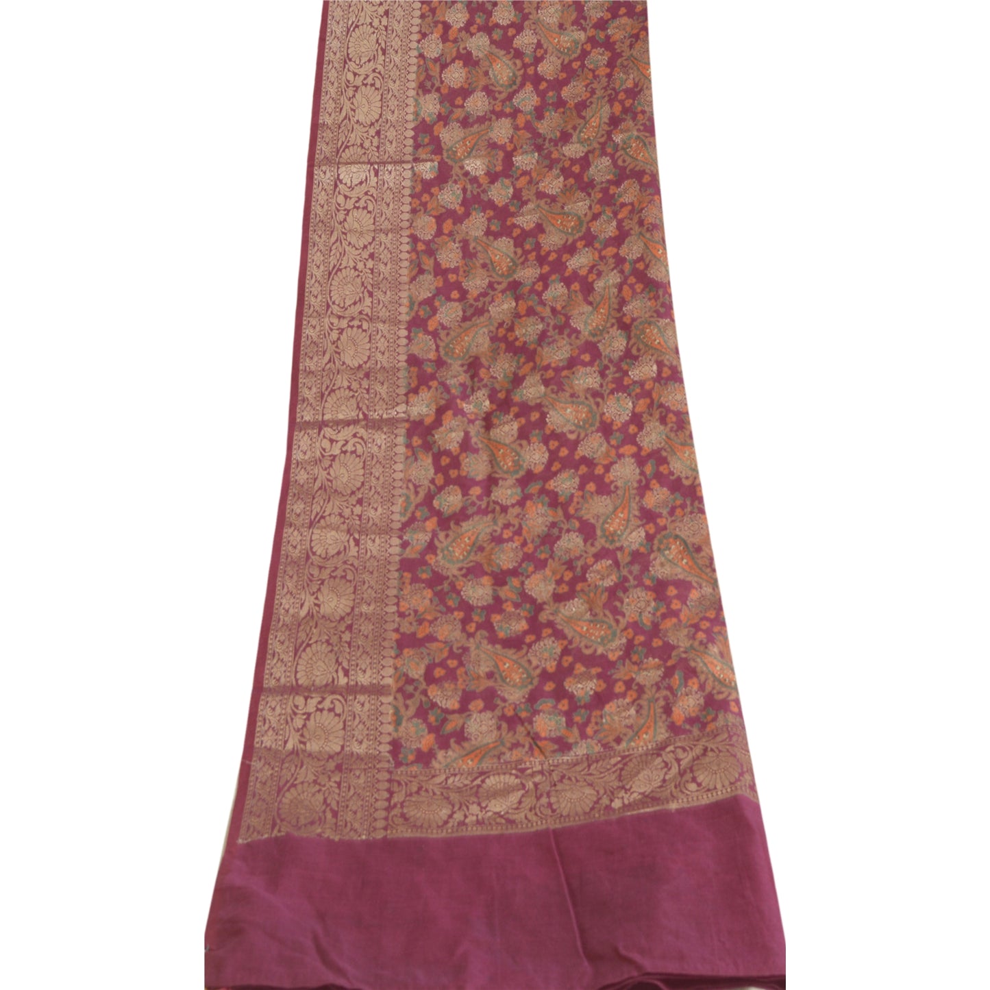 Sanskriti Vintage Long Dupatta Stole Cotton Purple Wrap Veil Woven Scarves