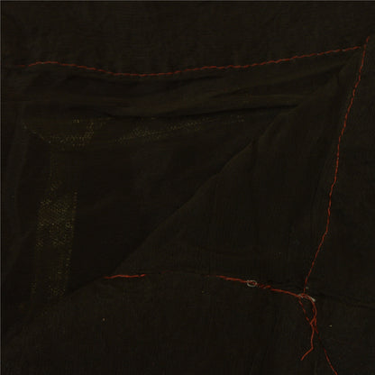 Sanskriti Vintage Long Dupatta Stole Blend Silk Black Hand Beaded Bagh Phulkari