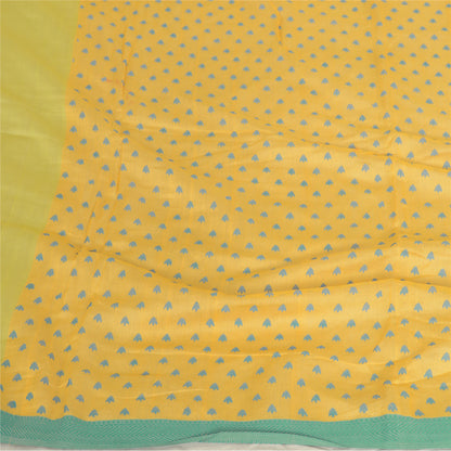 Sanskriti Vintage Long Dupatta Stole Pure Cotton Yellow/Blue Printed Scarves