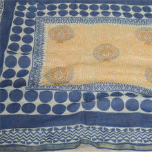 Load image into Gallery viewer, Sanskriti Vintage Long Dupatta Stole Pure Silk Blue/Saffron Hand-Block Print
