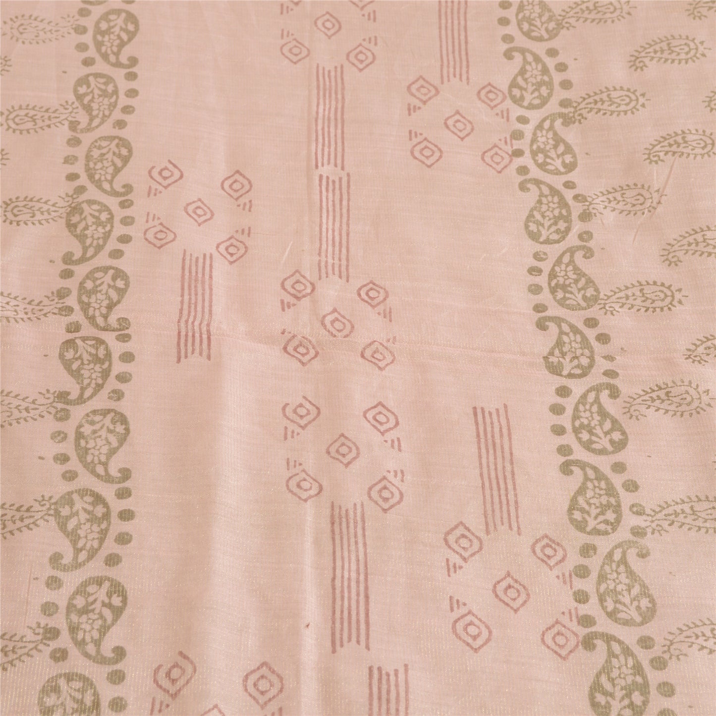 Sanskriti Vintage Lang Dupatta Stola Bomuld Silke Pink Håndbloktrykt Slør