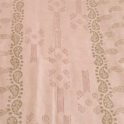 Sanskriti Vintage Lang Dupatta Stola Bomuld Silke Pink Håndbloktrykt Slør