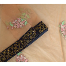Load image into Gallery viewer, Sanskriti Vintage Peach Long Dupatta Stole Net Mesh Veil Hand Beaded Scarves
