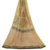 Sanskriti Vintage Long Dupatta Stole Cotton Silk Cream Hand-Block Printed Shawl