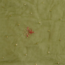 Load image into Gallery viewer, Sanskriti Vintage Dupatta Long Stole Pure Chiffon Silk Green Hand Beaded Tie-Dye

