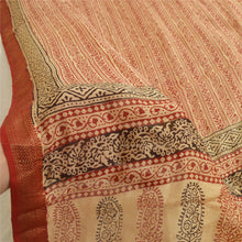 Load image into Gallery viewer, Sanskriti Vintage Dupatta Long Stole Cotton Silk Cream/Red Handmade Block Print
