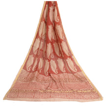 Load image into Gallery viewer, Sanskriti Vintage Long Dupatta Stole Cotton Silk Red/Cream Hand-Block Print Veil
