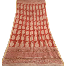 Load image into Gallery viewer, Sanskriti Vintage Long Dupatta Stole Cotton Silk Red/Cream Hand-Block Print Veil

