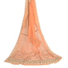 Load image into Gallery viewer, Sanskriti Vintage Long Orange Dupatta/Stole Pure Chiffon Silk Hand Beaded Veil
