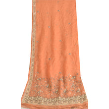 Load image into Gallery viewer, Sanskriti Vintage Long Orange Dupatta/Stole Pure Chiffon Silk Hand Beaded Veil

