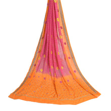 Load image into Gallery viewer, Sanskriti Vintage Long Orange/Pink Dupatta/Stole Pure Georgette Silk Hand Beads
