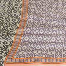 Load image into Gallery viewer, Sanskriti Vintage Long Dupatta Stole Cotton Silk Purple/Peach Hand-Block Print
