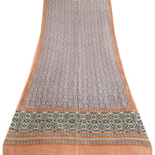 Load image into Gallery viewer, Sanskriti Vintage Long Dupatta Stole Cotton Silk Purple/Peach Hand-Block Print
