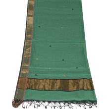 Load image into Gallery viewer, Sanskriti Vintage Long Green Dupatta/Stole Pure Canderi Silk Woven Zari Veil
