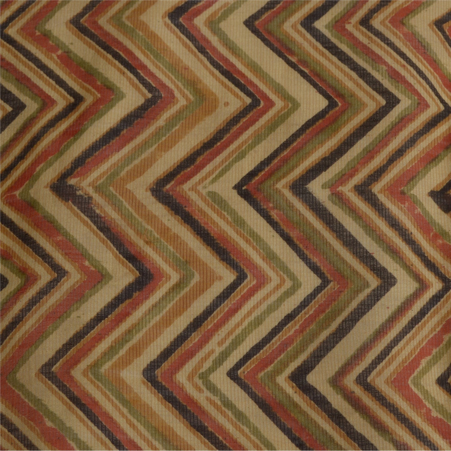 Sanskriti Vintage Lang Dupatta Stola Ren Silke Brun Håndbloktrykt Sjal