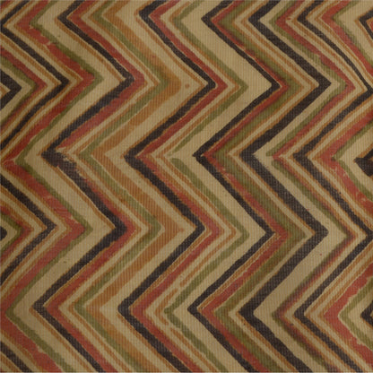 Sanskriti Vintage Lang Dupatta Stola Ren Silke Brun Håndbloktrykt Sjal