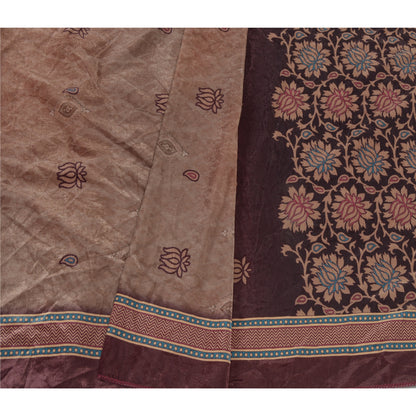 Sanskriti Vintage Long Brown Dupatta/Stole Velvet Hijab Printed Wrap Scarves