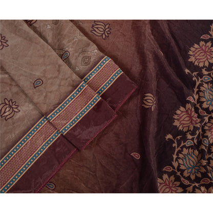 Sanskriti Vintage Long Brown Dupatta/Stole Velvet Hijab Printed Wrap Scarves