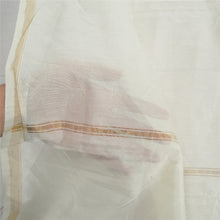 Load image into Gallery viewer, Sanskriti Vintage Dupatta Long Stole Cotton Silk Ivory Woven Kerala Kasavu Hijab
