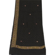Sanskriti Vintage Long Black Dupatta/Stole Pure Georgette Silk Hand Beaded Woven