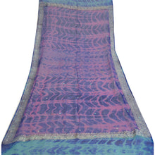 Load image into Gallery viewer, Sanskriti Vintage Dupatta Long Stole Pure Georgette Silk Blue Brocade &amp; Tie-Dye

