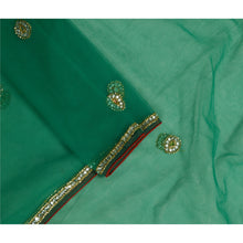 Load image into Gallery viewer, Sanskriti Vintage Dupatta Long Stole Net Mesh Green Hand Beaded Wrap Scarves
