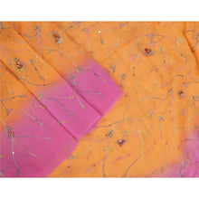 Load image into Gallery viewer, Sanskriti Vintage Dupatta Long Stole Pure Georgette Silk Peach/Pink Hand Beaded
