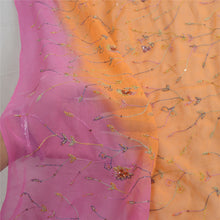 Load image into Gallery viewer, Sanskriti Vintage Dupatta Long Stole Pure Georgette Silk Peach/Pink Hand Beaded

