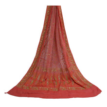 Load image into Gallery viewer, Sanskriti Vintage Dupatta Long Stole Pure Silk Coral Hand Beaded Woven Scarves
