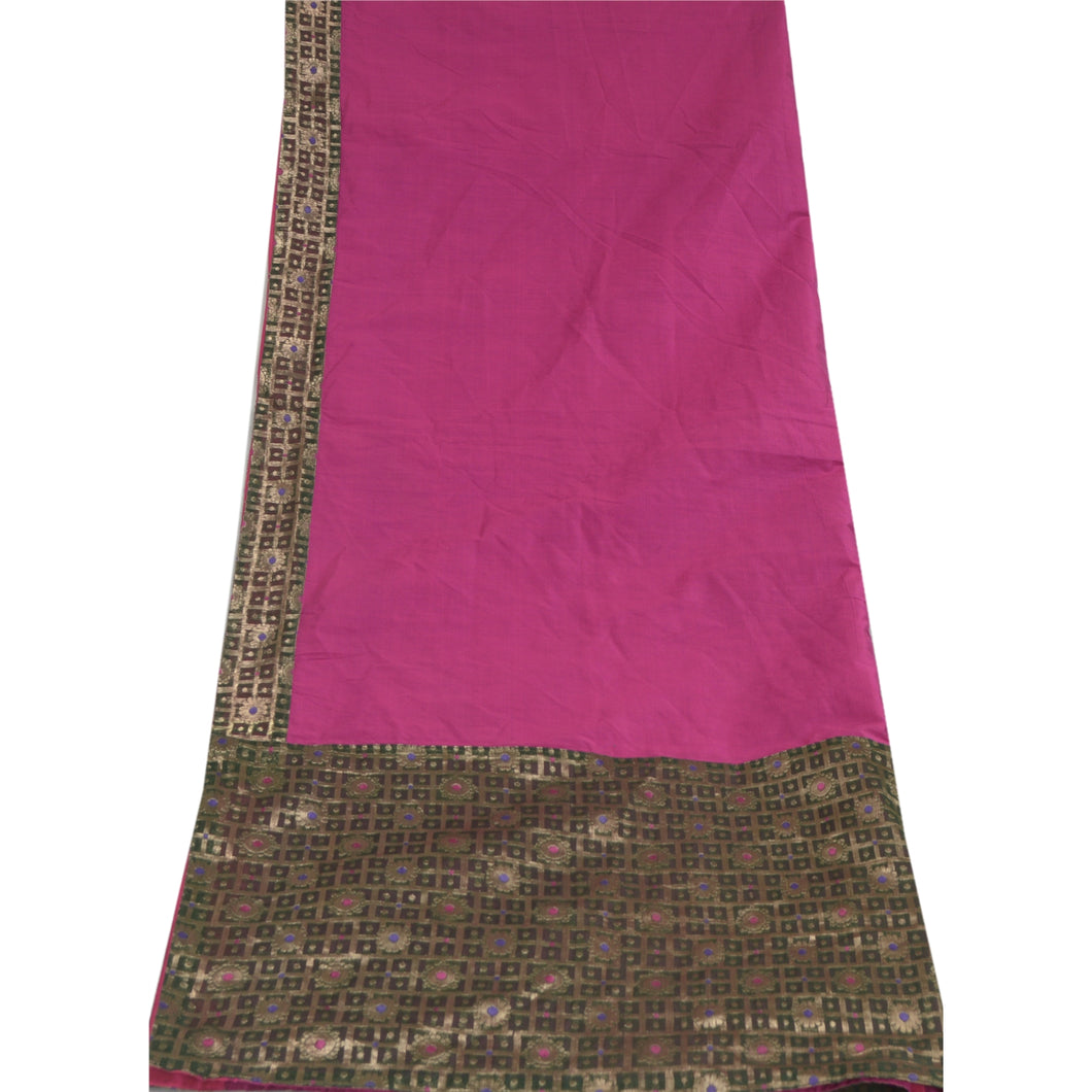 Sanskriti Vintage Dupatta Long Stole Cotton Magenta Woven Brocade Wrap Scarves